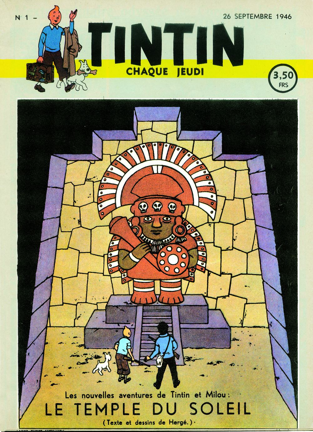 Premier numéro 1 du Journal Tintin avec Le Temple du Soleil